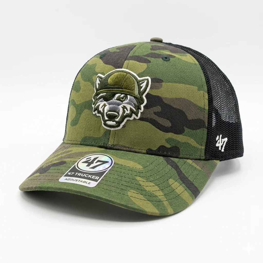 Erie SeaWolves '47 Camo Trucker Adjustable Cap